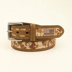 Ariat Men's Digital Camo USA Flag Belt Medium Brown - A1035044 - Belts