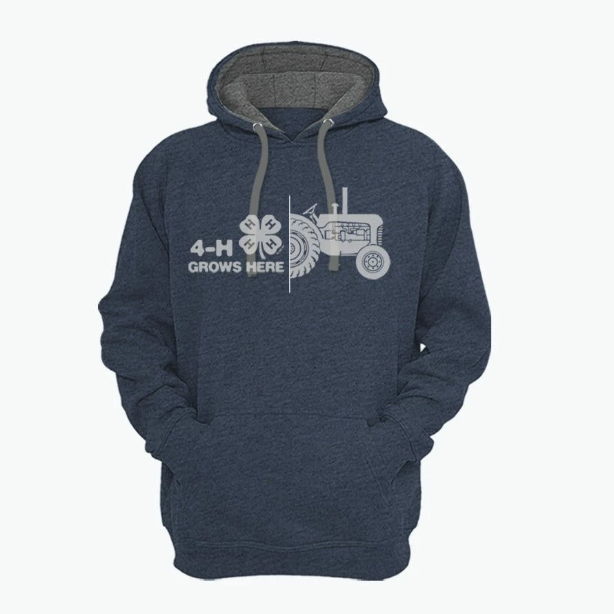 Pivotal 4H Grows Tractor Long Sleeve Men's Hoodie Denim Heather - 4HH-12 - Hooded Sweatshirts 3 Pivotal 4H Grows Tractor Long Sleeve Men's Hoodie Denim Heather - 4HH-12 - Hooded Sweatshirts