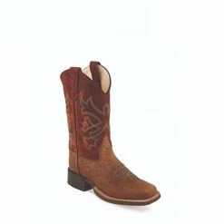 Jama Oldwest Boy's Western Boot Brown/Red - BSC1912 - Kid's Western Boots