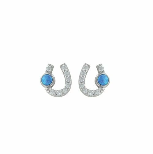 Montana Silversmiths Montana Silversmith Mini Cubic Zirconia Horseshoe & Opal Post Earrings ER3394 - Jewelry 3 Montana Silversmiths Montana Silversmith Mini Cubic Zirconia Horseshoe & Opal Post Earrings ER3394 - Jewelry