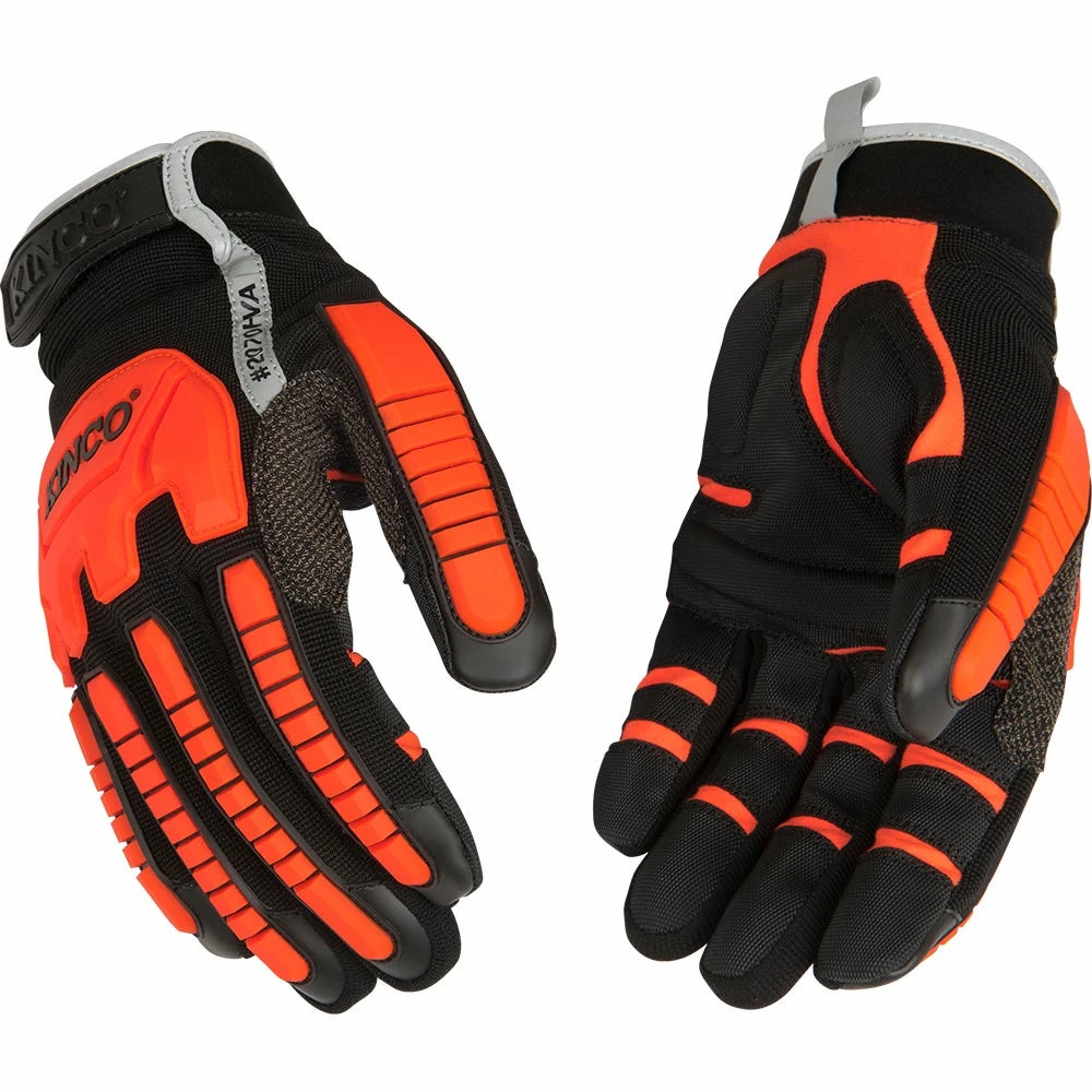Kinco Men's KincoPro Hi-Vis Synthetic with Impact Protection and Pull-Strap Gloves Black - 2070HVA 3 Kinco Men's KincoPro Hi-Vis Synthetic with Impact Protection and Pull-Strap Gloves Black - 2070HVA