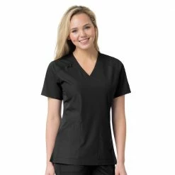 Carhartt Women's Multi-Pocket V-Neck Scrub Top Black - C12106ABLK - Tops