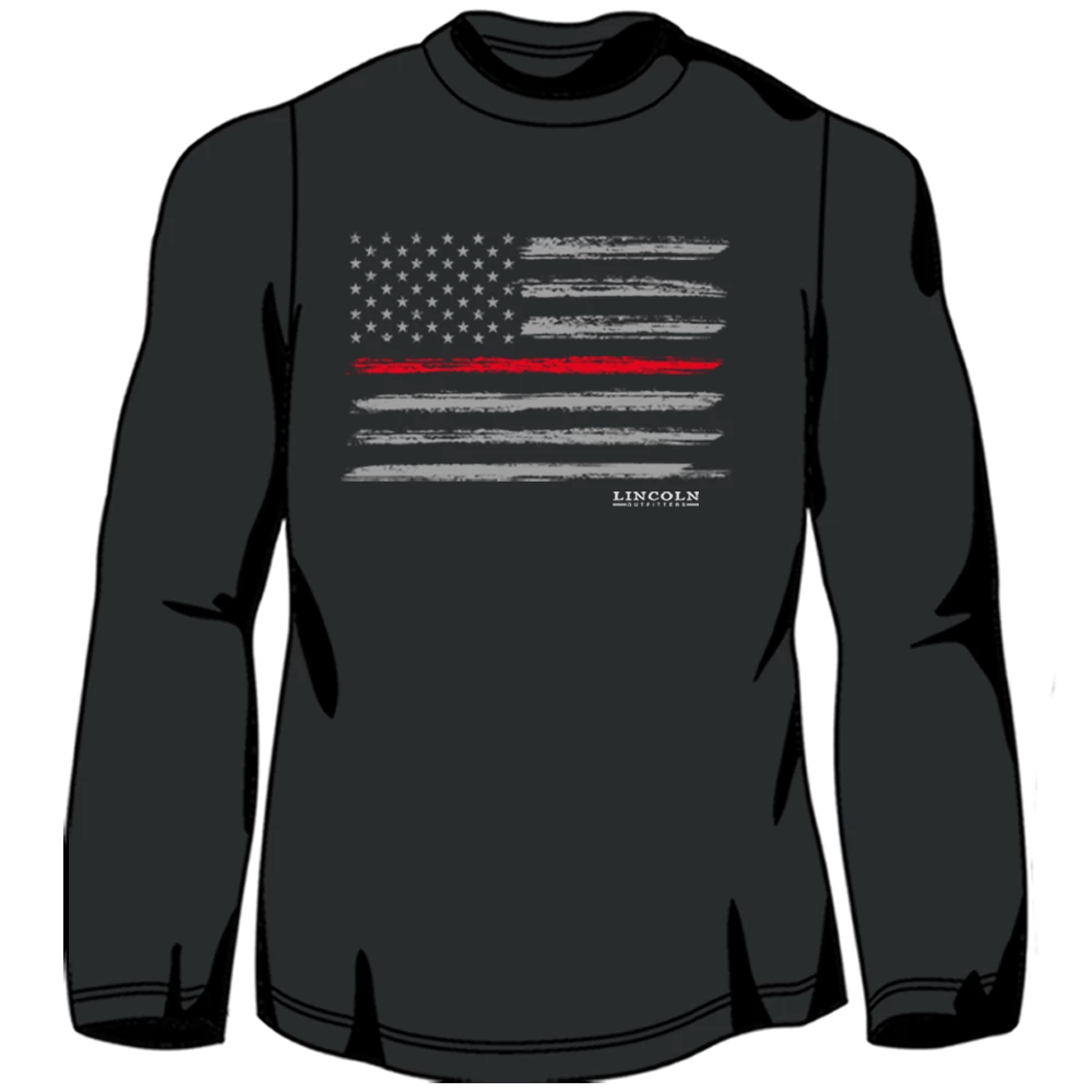 LO Youth Boy's Red Stripe Flag Long Sleeve T-Shirt Black - LOYMM-08 - T-Shirts 3 LO Youth Boy's Red Stripe Flag Long Sleeve T-Shirt Black - LOYMM-08 - T-Shirts