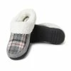 Dearfoams Women's Elaine Plaid Moc Toe Clog, Grey Plaid - 40690 - Women's Slippers