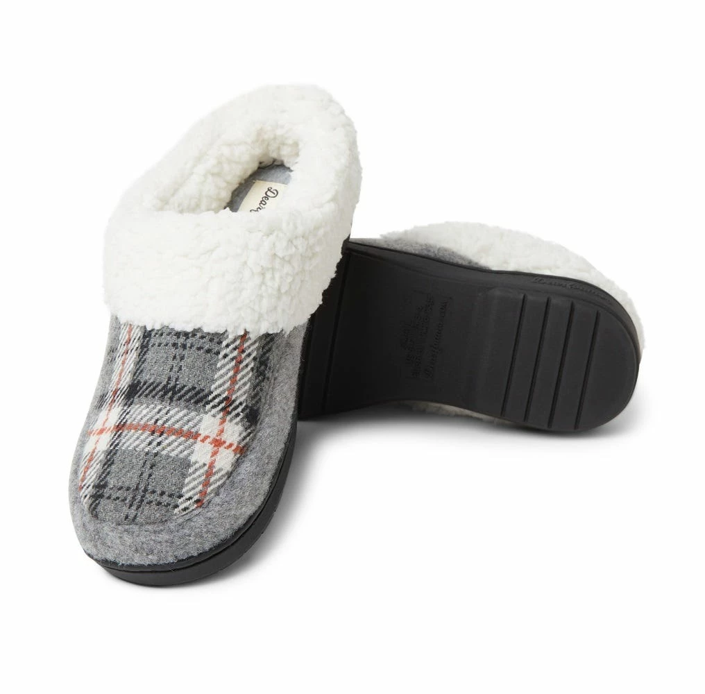Dearfoams Women's Elaine Plaid Moc Toe Clog, Grey Plaid - 40690 - Women's Slippers 3 Dearfoams Women's Elaine Plaid Moc Toe Clog, Grey Plaid - 40690 - Women's Slippers