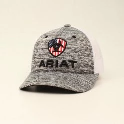 Ariat Boys Heather Grey Cap With Red, White & Blue Ariat Shield Embroidery Logo A300008706 - Accessories