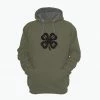 Pivotal Black And White Clover Long Sleeve Men's Hoodie Deep Lichen - 4HH-11 - Hooded Sweatshirts
