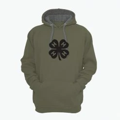 Pivotal Black And White Clover Long Sleeve Men's Hoodie Deep Lichen - 4HH-11 - Hooded Sweatshirts