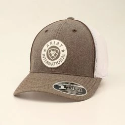 Ariat Mens Heather Brown Flex Fit 110 Cap With Round Ariat Patch A300008002 - Hats & Caps