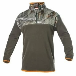 Milestone Clothing Men's Earthletics 1/4 Zip Micro/Poly Fleece Color Blocked Pullover -Olive Green with REALTREE XTRA Camo MMPU1073 - Men's Jackets & Outerwear -Clothing & Shoes Sales front 11