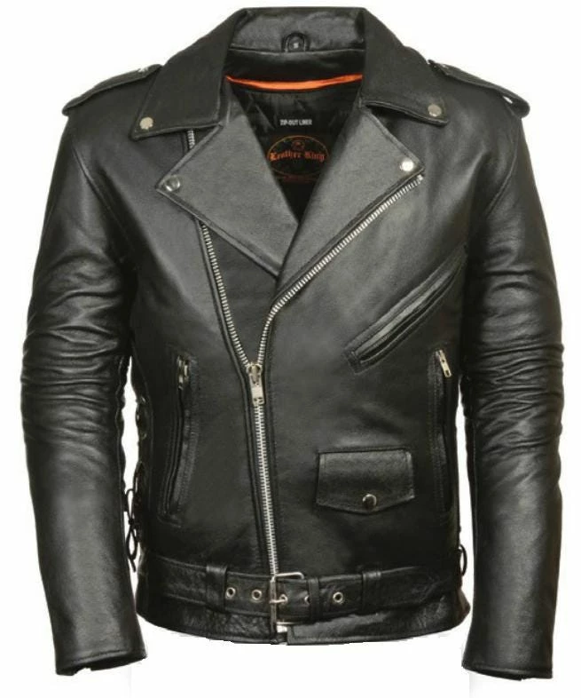 Shaf Men's Classic Side Lace Police Style M/C Jacket SH1011 - Men's Jackets & Outerwear - Image 2